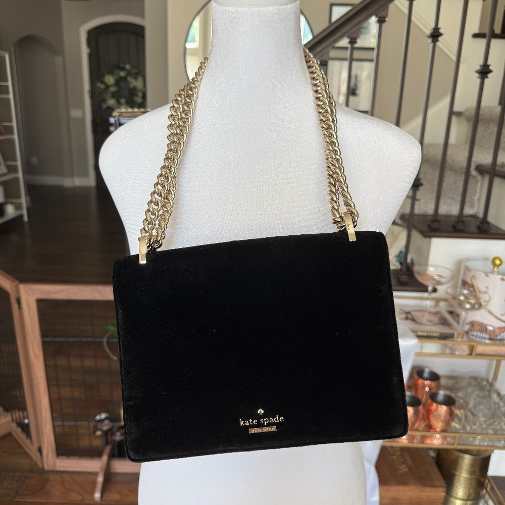 NWOT Kate Spade two way black velvet shoulder / crossbody